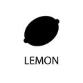 Black lemon icon. Vegan food logo. Vector illustration. Stock image. Royalty Free Stock Photo