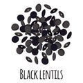 Black lentils for template farmer market design, label and packing. Natural energy protein organic super food