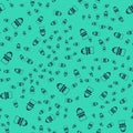 Black Leprechaun icon isolated seamless pattern on green background. Happy Saint Patricks day. National Irish holiday Royalty Free Stock Photo