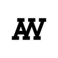 Black letter AW WA AVV VVA initial logo icon Royalty Free Stock Photo