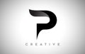 Black Letter P Logo Design with Minimalist Creative Look and soft Shaddow on Black background Vector Royalty Free Stock Photo