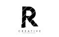 Black Letter R with abstract sliced effect Design. Creative vector illustration