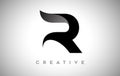 Black Letter R Logo Design with Minimalist Creative Look and soft Shaddow on Black background Vector Royalty Free Stock Photo