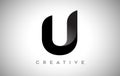 Black Letter U Logo Design with Minimalist Creative Look and soft Shaddow on Black background Vector