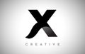 Black Letter X Logo Design with Minimalist Creative Look and soft Shaddow on Black background Vector