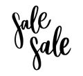 Black letters: SALE, Hand sketched Sale lettering typography. Hand drawn Sale lettering sign. Badge, icon, banner, tag,