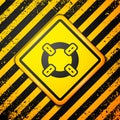 Black Lifebuoy icon isolated on yellow background. Lifebelt symbol. Warning sign. Vector Royalty Free Stock Photo