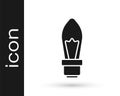 Black Light bulb with concept of idea icon isolated on white background. Energy and idea symbol. Inspiration concept Royalty Free Stock Photo
