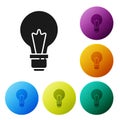 Black Light bulb with concept of idea icon isolated on white background. Energy and idea symbol. Inspiration concept Royalty Free Stock Photo