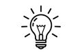 Black light bulb icon with rays on white background Keywords: light bulb, idea, innovation Royalty Free Stock Photo