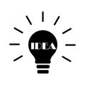 Black light bulb idea. Light bulb line icon. Solution, idea icon symbol vector graphic. Stock image Royalty Free Stock Photo