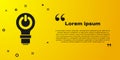 Black Light bulb with lightning symbol icon isolated on yellow background. Light lamp sign. Idea symbol. Vector Royalty Free Stock Photo