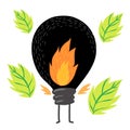 Black light bulb mascot and nature