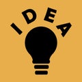 Black light bulb. Solution, idea icon. Black light bulb on a yellow background. Stock image Royalty Free Stock Photo