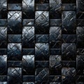 Black Light Mosaic-Like Background, Woven Mat, Crosshatched Shading, Texture Background Top View