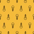 Black lightbulb hand drawn seamless pattern Royalty Free Stock Photo