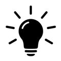 Black lightbulb icon in flat style. Lighting lamp Royalty Free Stock Photo