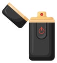 Black lighter cartoon icon. Plastic modern igniter Royalty Free Stock Photo