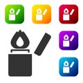 Black Lighter icon isolated on white background. Set icons in color square buttons. Vector Royalty Free Stock Photo