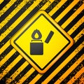 Black Lighter icon isolated on yellow background. Warning sign. Vector Royalty Free Stock Photo