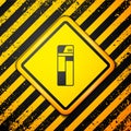 Black Lighter icon isolated on yellow background. Warning sign. Vector Royalty Free Stock Photo