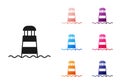 Black Lighthouse icon isolated on white background. Set icons colorful. Vector Royalty Free Stock Photo