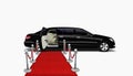 Black limo and red carpet Royalty Free Stock Photo