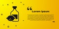 Black Limoncello bottle icon isolated on yellow background. Bottle of fresh homemade lemonade. Vector