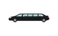 Black limousine. Airport limo service. Large, luxurious automobile. Luxury vehicle. Transportation theme. Flat vector Royalty Free Stock Photo