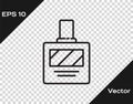 Black line Aftershave icon isolated on transparent background. Cologne spray icon. Male perfume bottle. Vector