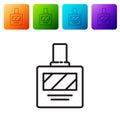 Black line Aftershave icon isolated on white background. Cologne spray icon. Male perfume bottle. Set icons in color