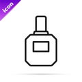 Black line Aftershave icon isolated on white background. Cologne spray icon. Male perfume bottle. Vector Royalty Free Stock Photo