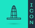 Black line Agbar tower icon isolated on green background. Barcelona, Spain. Vector