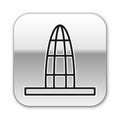 Black line Agbar tower icon isolated on white background. Barcelona, Spain. Silver square button. Vector