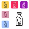 Black line Alcohol drink Rum bottle icon isolated on white background. Set icons in color square buttons. Vector Royalty Free Stock Photo