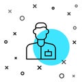 Black line Analyst engineer icon isolated on white background. Random dynamic shapes. Vector