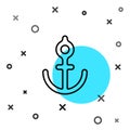 Black line Anchor icon isolated on white background. Random dynamic shapes. Vector Illustration Royalty Free Stock Photo