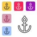 Black line Anchor icon isolated on white background. Set icons in color square buttons. Vector Illustration Royalty Free Stock Photo
