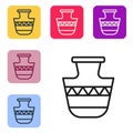 Black line Ancient amphorae icon isolated on white background. Set icons in color square buttons. Vector Royalty Free Stock Photo