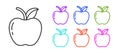 Black line Apple icon isolated on white background. Fruit with leaf symbol. Set icons colorful. Vector Illustration Royalty Free Stock Photo