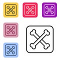 Black line Archeology icon isolated on white background. Set icons in color square buttons. Vector Royalty Free Stock Photo