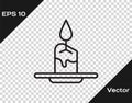 Black line Aroma candle icon isolated on transparent background. Vector Royalty Free Stock Photo