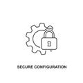 Black Line Art Gear and Padlock Secure Configuration Icon Royalty Free Stock Photo
