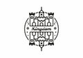 Black line art illustration of kingdom castle Royalty Free Stock Photo