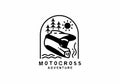 Black line art of motocross adventure