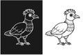 Black line art of a peacock birds for kids coloring book coloring page doodle art in white background