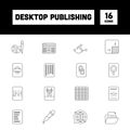 Black Line Art Set Of Desktop Publishing Square Icon