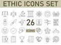 Black Line Art Set Of Ethic Icons In Flat Style