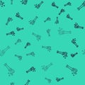 Black line Aspergillum icon isolated seamless pattern on green background. Vector