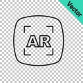 Black line Augmented reality AR icon isolated on transparent background. Virtual futuristic wearable devices. Vector